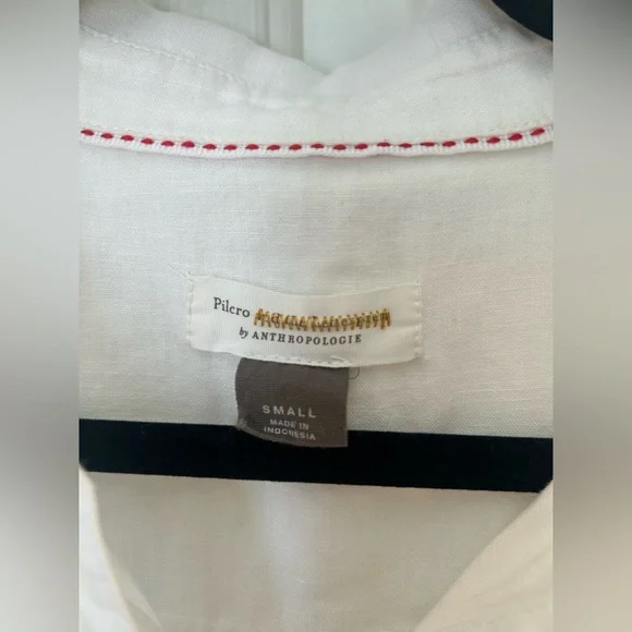 Pilcro & The Letterpress Anthropologie White Button Down Long Sleeve Blouse - Picture 4 of 7